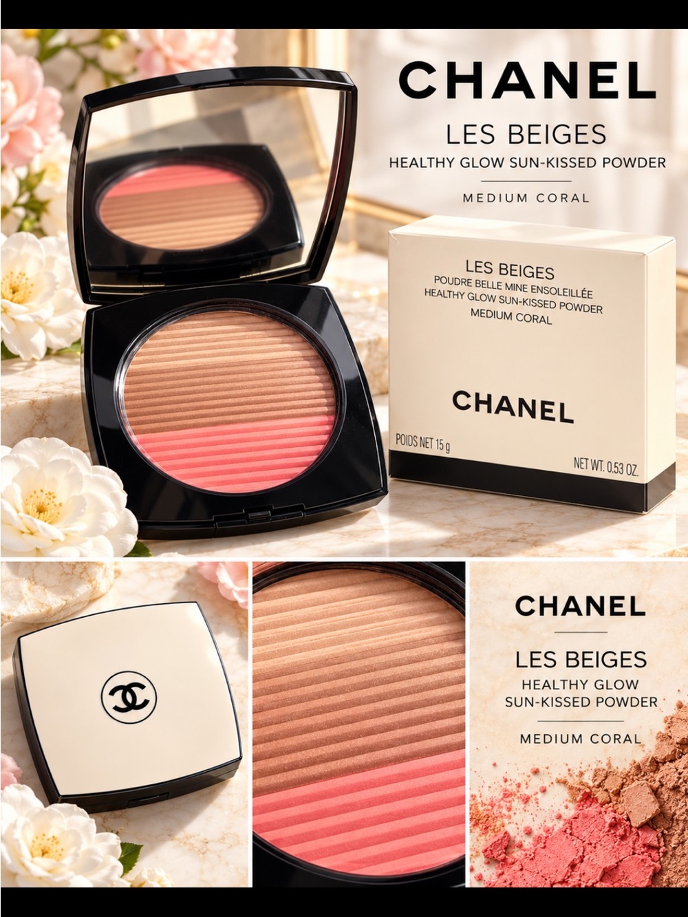 CHANEL Les Beiges Bronzer & Blush Compact — Coral and Peach Tones